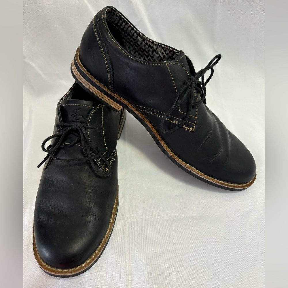 Penguin by Munsingwear Waylon Black Leather Lace Up Shoes Men Size 10.5